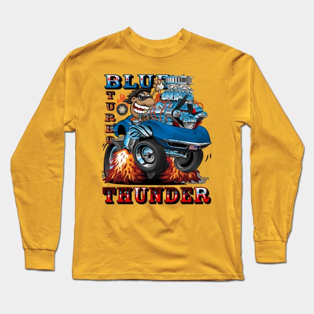 Blue Thunder Race Car Long Sleeve T-Shirt by black8elise